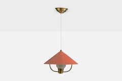 Bent Karlby (attribué), pendentif, laiton, métal, verre, Danemark, années 1950
