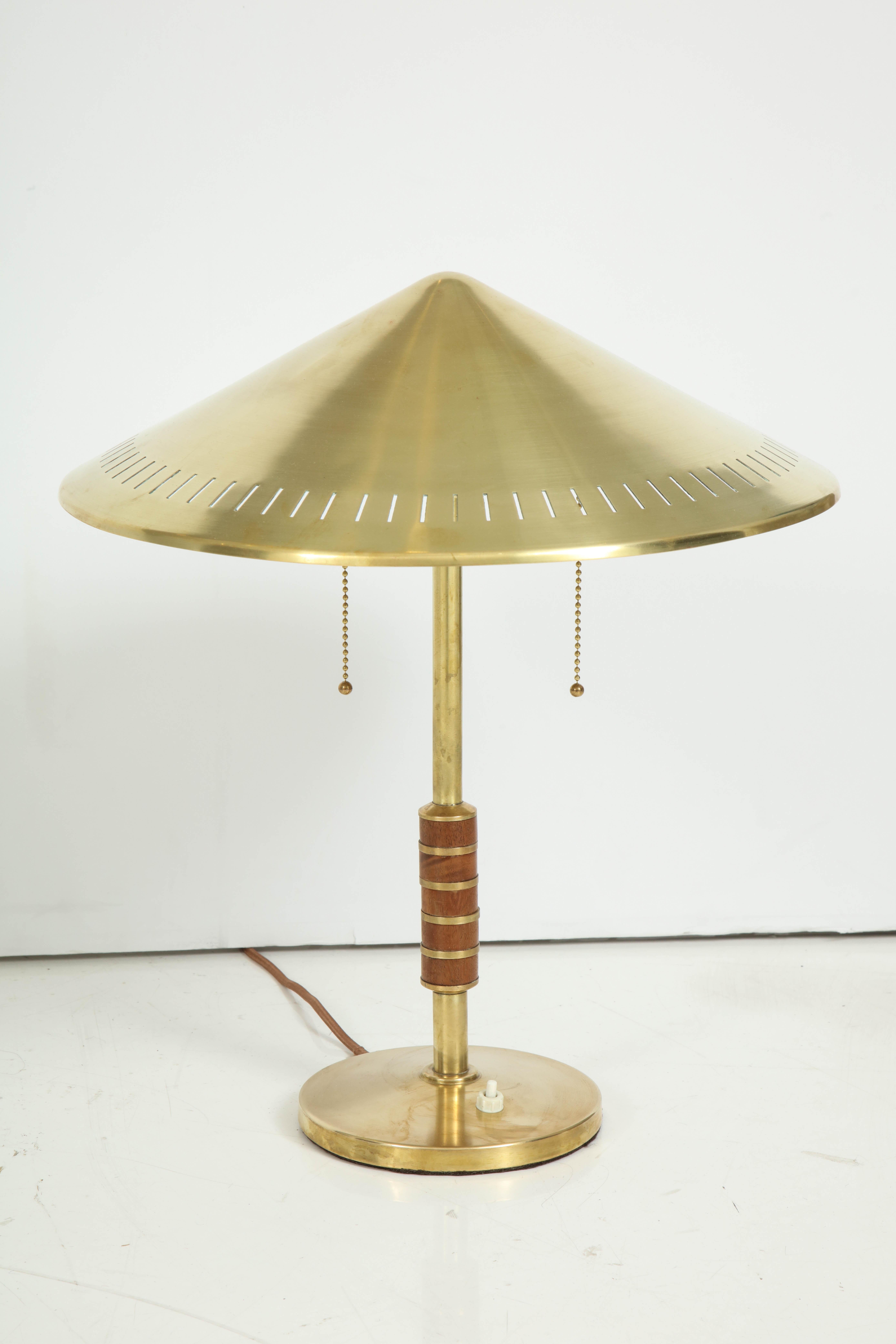 Scandinavian Modern Bent Karlby Brass Table Lamp for Lyfa, circa 1956