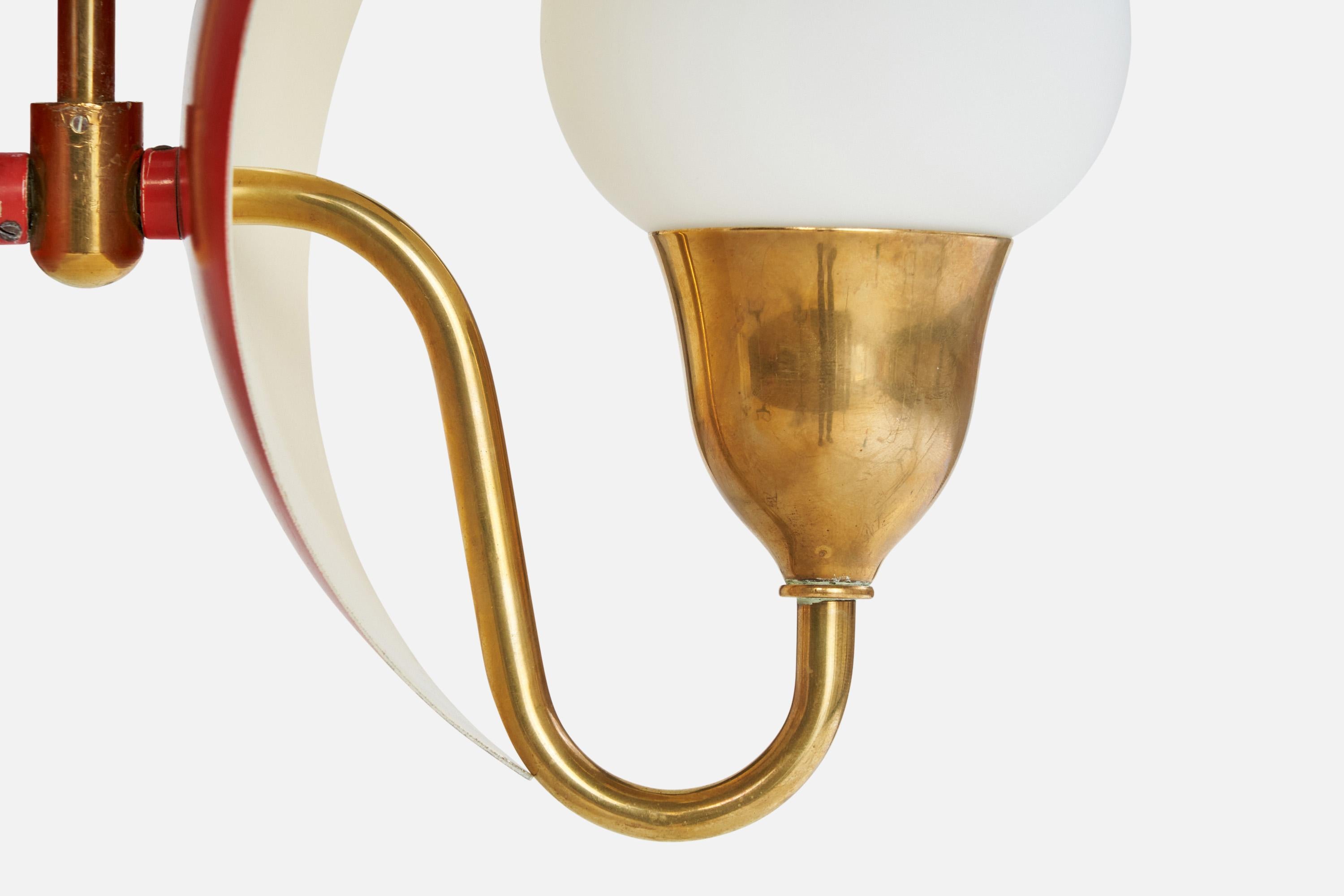 Bent Karlby, Chandelier, Brass, Metal, Glass, Denmark, 1950s For Sale 8
