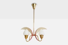 Bent Karlby, Chandelier, Brass, Metal, Glass, Denmark, 1950s