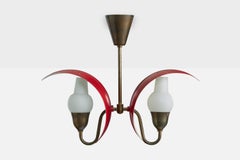 Bent Karlby, lustre, laiton, métal, verre, Danemark, années 1950