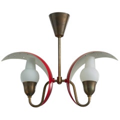 Bent Karlby, lustre, laiton, métal, verre, Danemark, années 1950