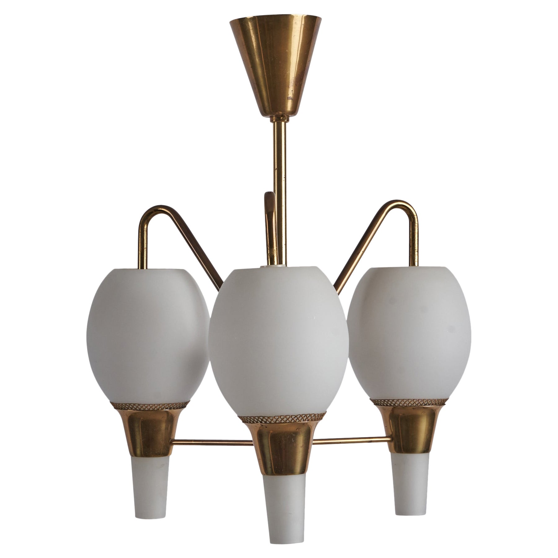 Bent Karlby, Lámpara de araña, Latón, Metal, Vidrio, Dinamarca, Años 1960