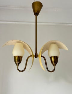Bent Karlby per Fog and Morup Ciondolo a forma di luna in ottone e giallo crema, anni '50