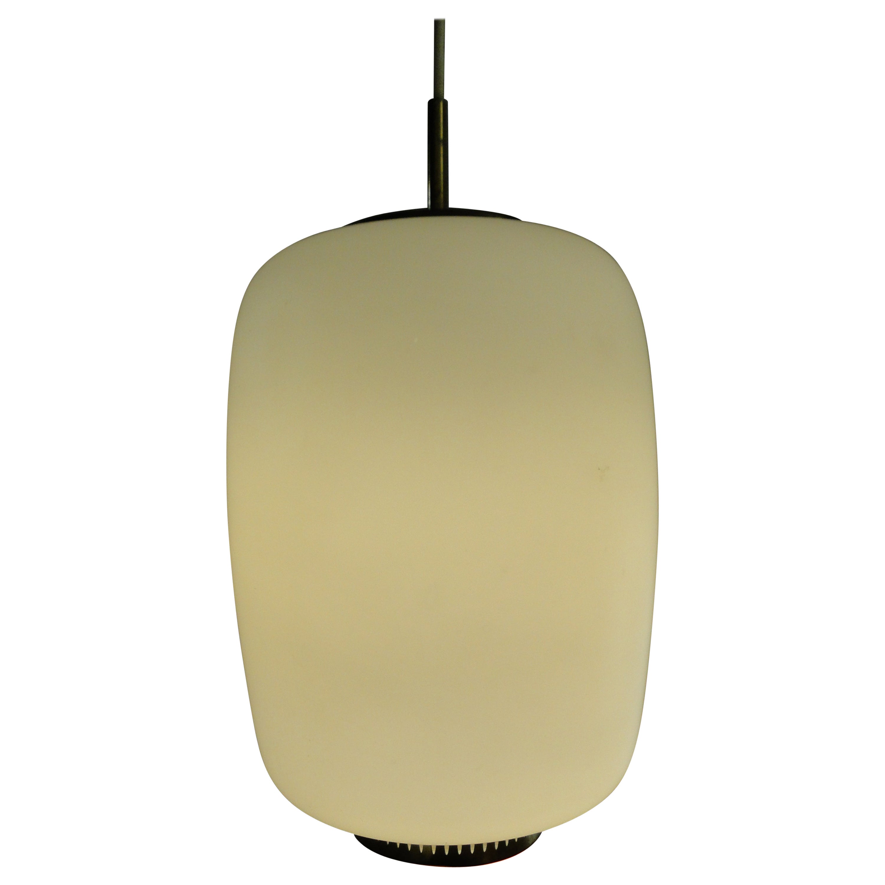Bent Karlby per Lyfa Lampada a sospensione Bernadette in ottone e vetro vintage Xl