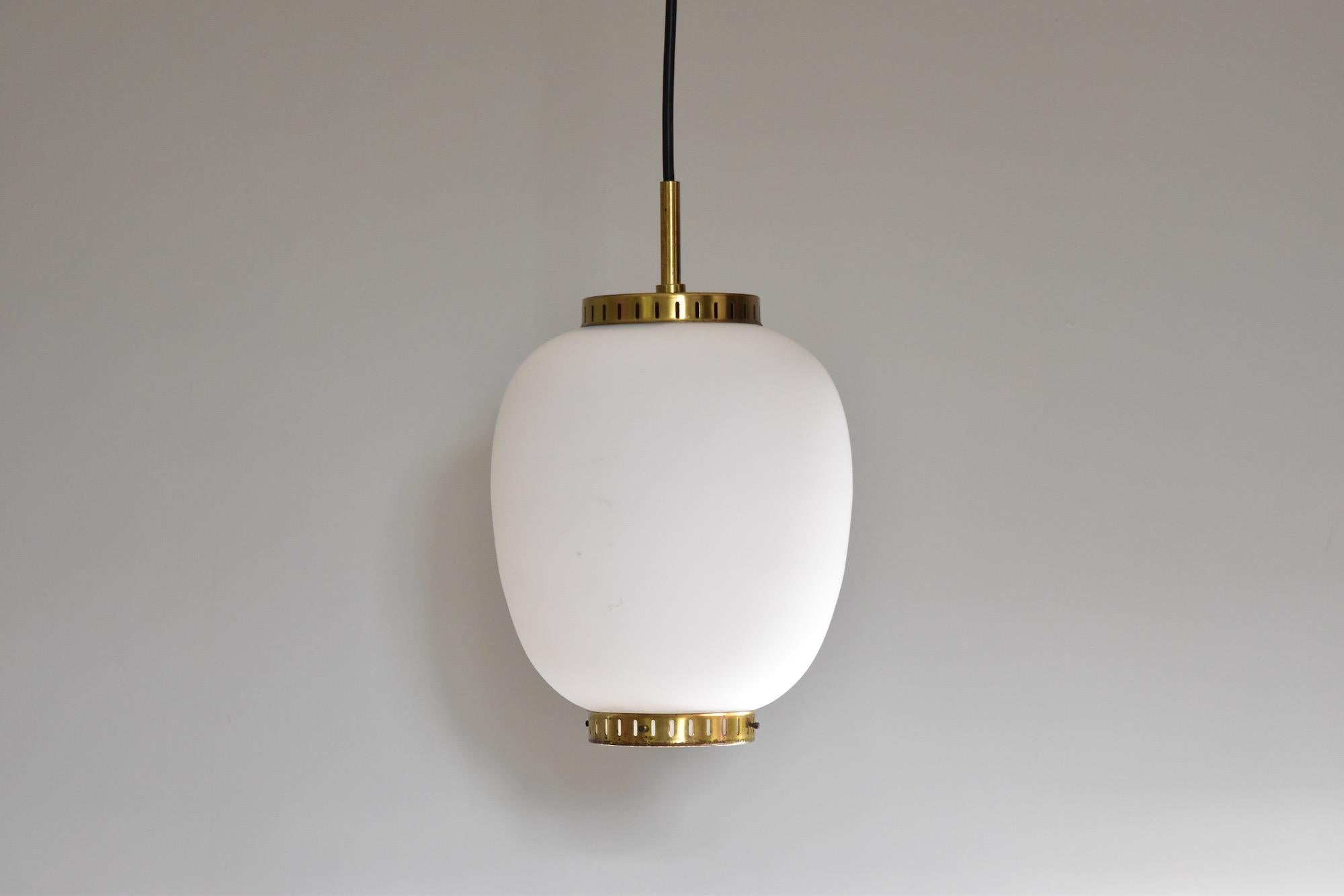Bent Karlby Kina Pendant Brass and Opaline Ceiling Fixtures by Lyfa Denmark 5