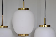 Bent Karlby Kina Pendant Brass and Opaline Ceiling Fixtures by Lyfa Denmark