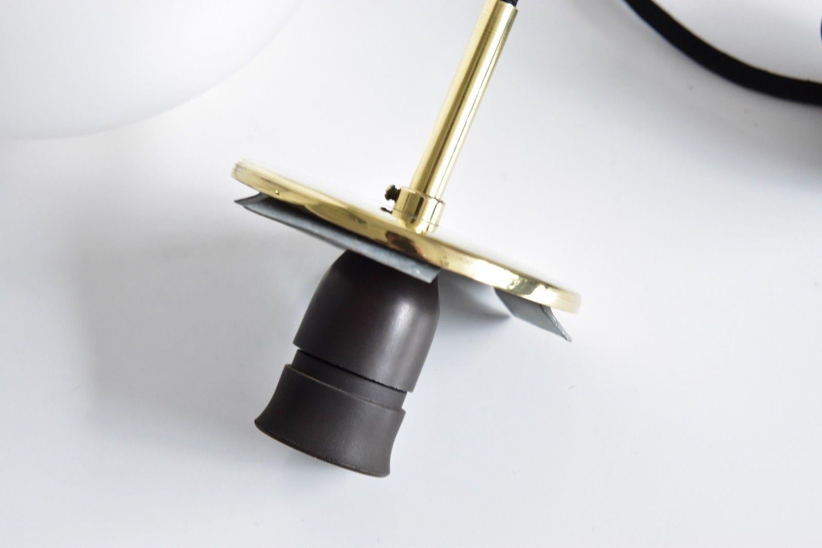 Mid-20th Century Medium size Bent Karlby Kina Pendant lamp Brass and Opaline by Lyfa, Denmark
