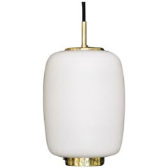 Medium size Bent Karlby Kina Pendant lamp Brass and Opaline by Lyfa, Denmark