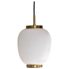 Bent Karlby Kina Pendant Brass and Opaline Ceiling Fixtures by Lyfa Denmark