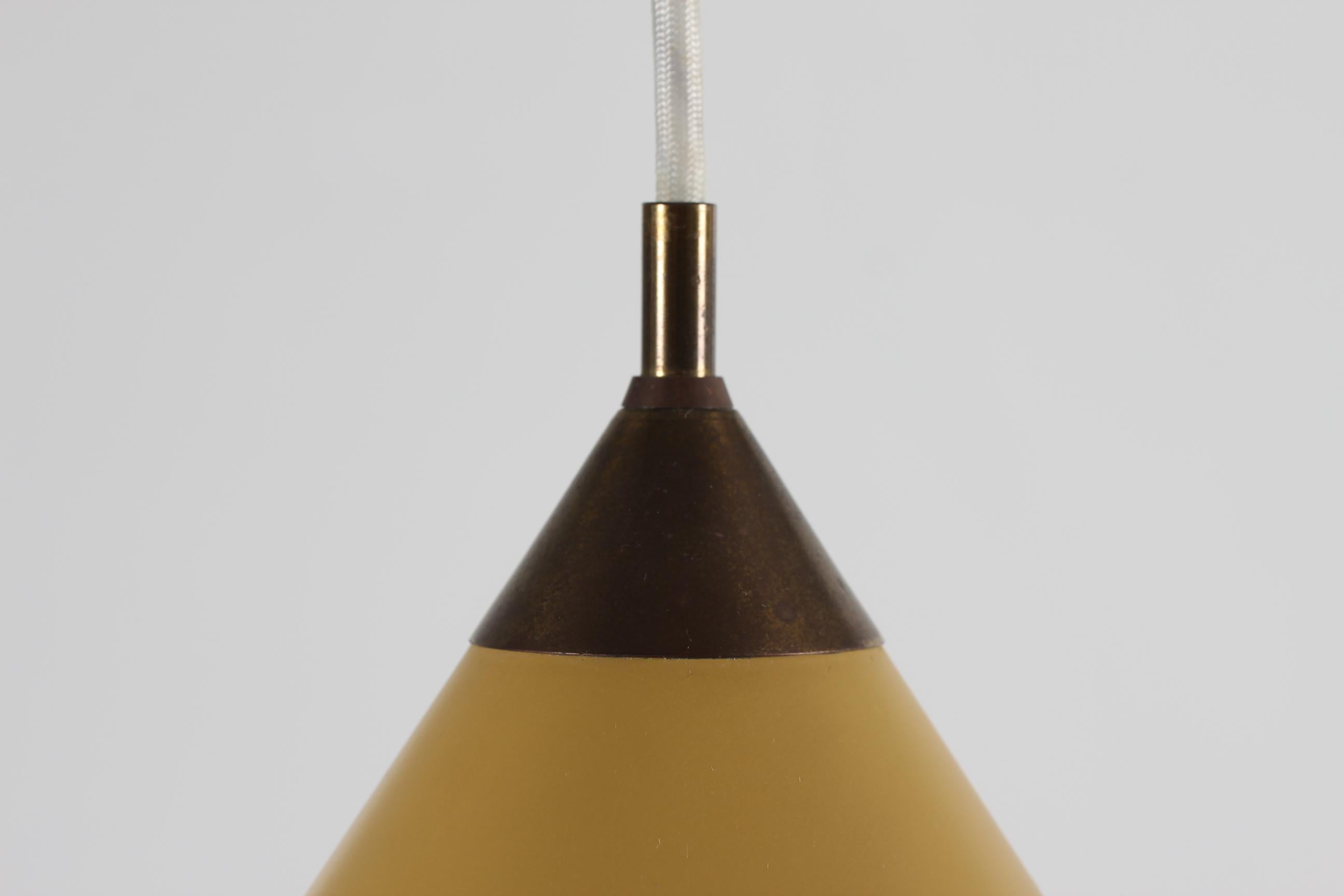 Bent Karlby Pair of Kegle Curry Colored Conical Pedant Lights by Lyfa, 1960s In Good Condition In Aarhus C, DK