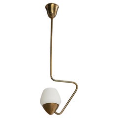 Bent Karlby, Pendant Light, Brass, Glass, Denmark, 1950s