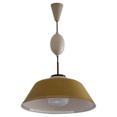 Bent Karlby, Pendant Light, Brass, Lacquered Metal, Glass, Lyfa, Denmark, 1950s