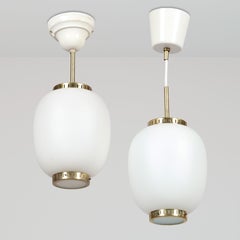 Bent Karlby pendant light "china"  in brass and glass Lyfa Denmark 1960