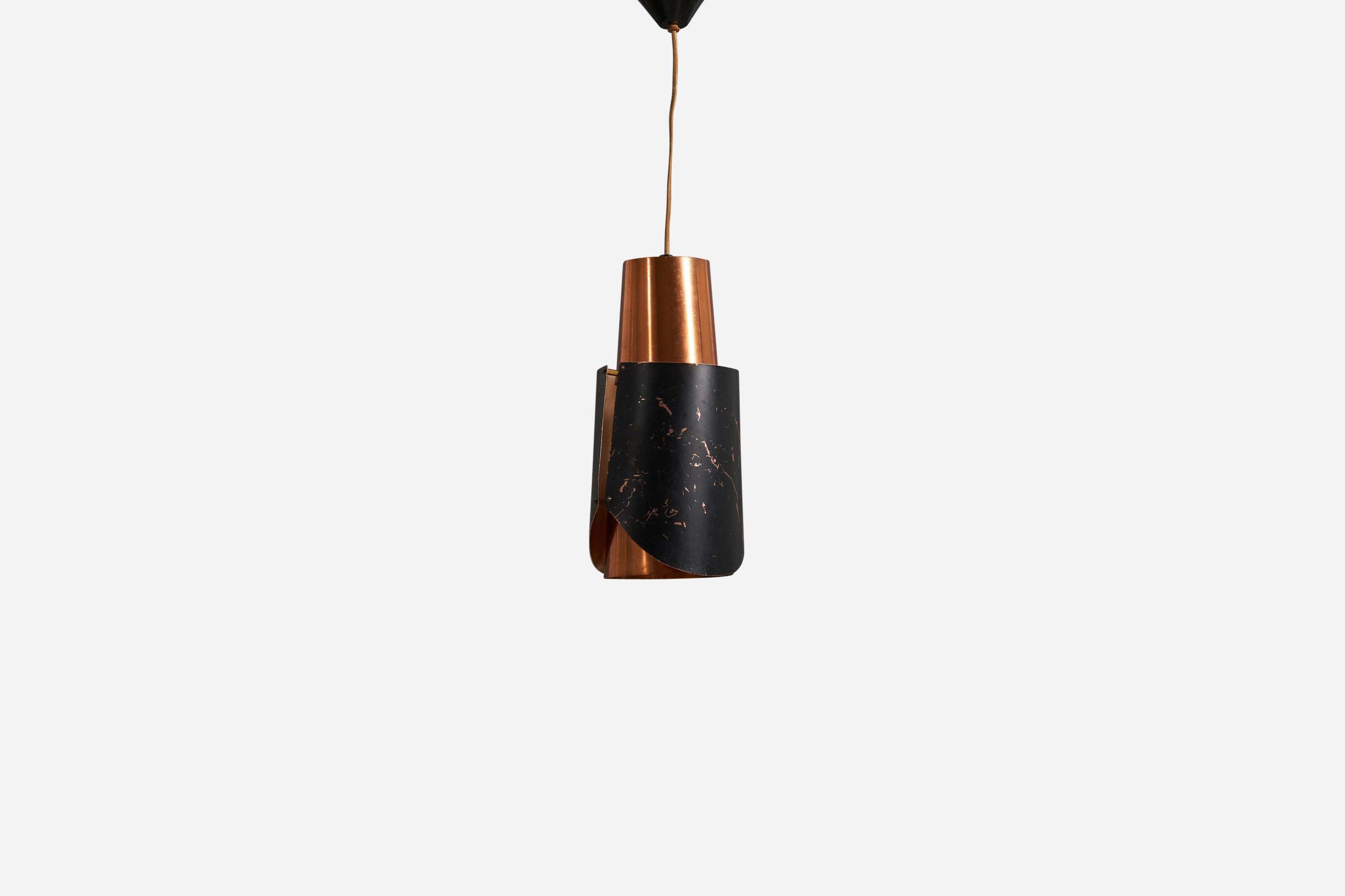 Mid-20th Century Bent Karlby, Pendant Light, Copper, Lacquered Metal, Lyfa Denmark 1960s For Sale