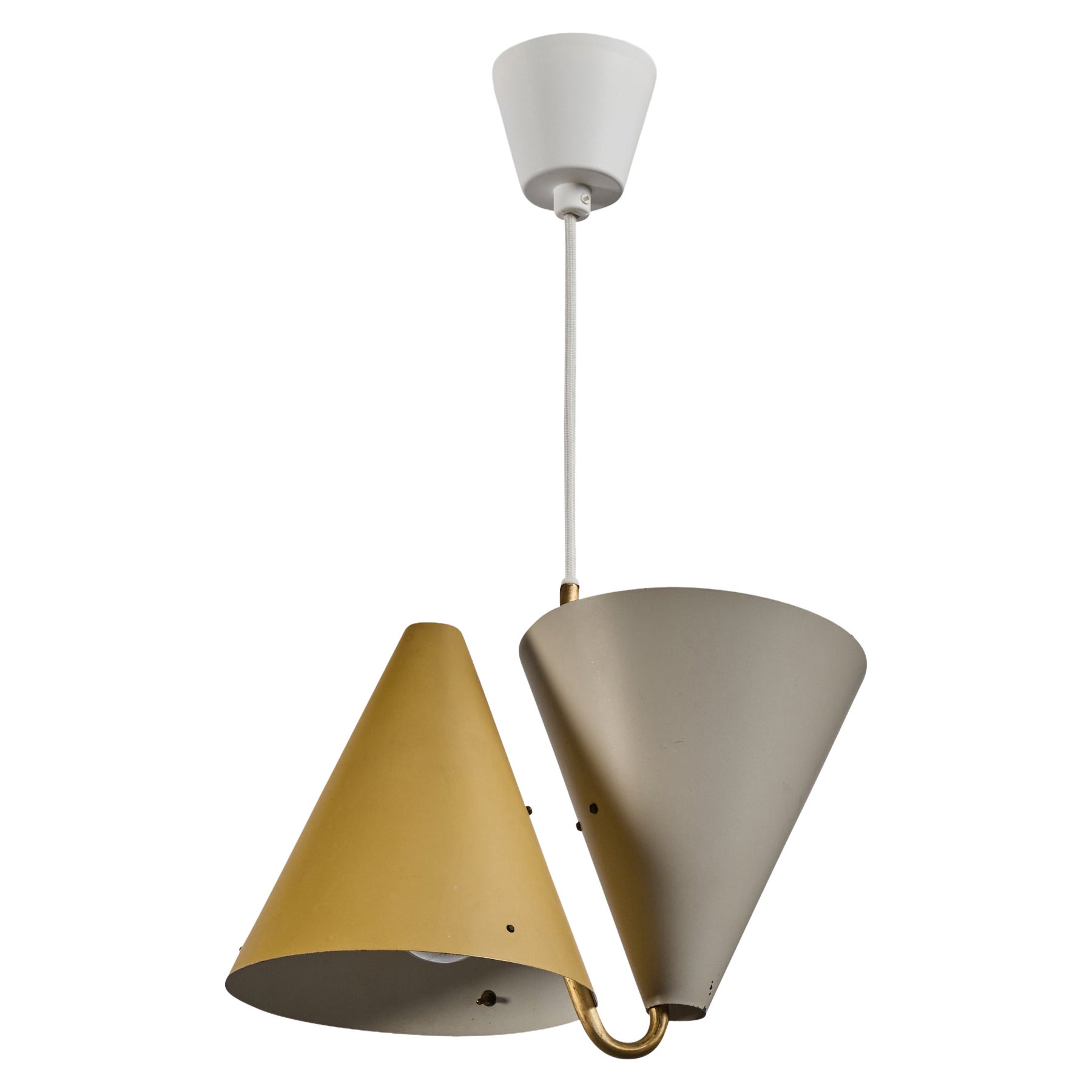 Bent Karlby, Pendant Light, Metal, Brass, Denmark, 1950s For Sale