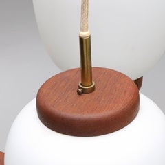 Bent Karlby pendants "china" 3 lights teak and glass Lyfa Denmark 1960