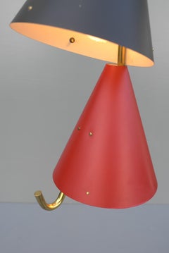 Bent Karlby Red and Black New Old Stock Lyfa Pendant Lamp, Denmark, 1955