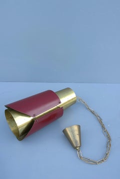 Bent Karlby ''Østerport' Brass and Bordeaux Pendant for Lyfa, Denmark 1960's