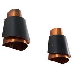 Vintage Bent Karlby “Østerport" Wall Lights, Copper, Lacquered Metal, Lyfa Denmark 1960s