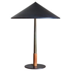 Bent Karlby, Table Lamp, Brass, Lacquered metal, Teak, Lyfa, Denmark, 1950s