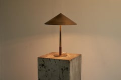 Bent Karlby Table Lamp in Patinated Brass and Teak for Lyfa 1950s