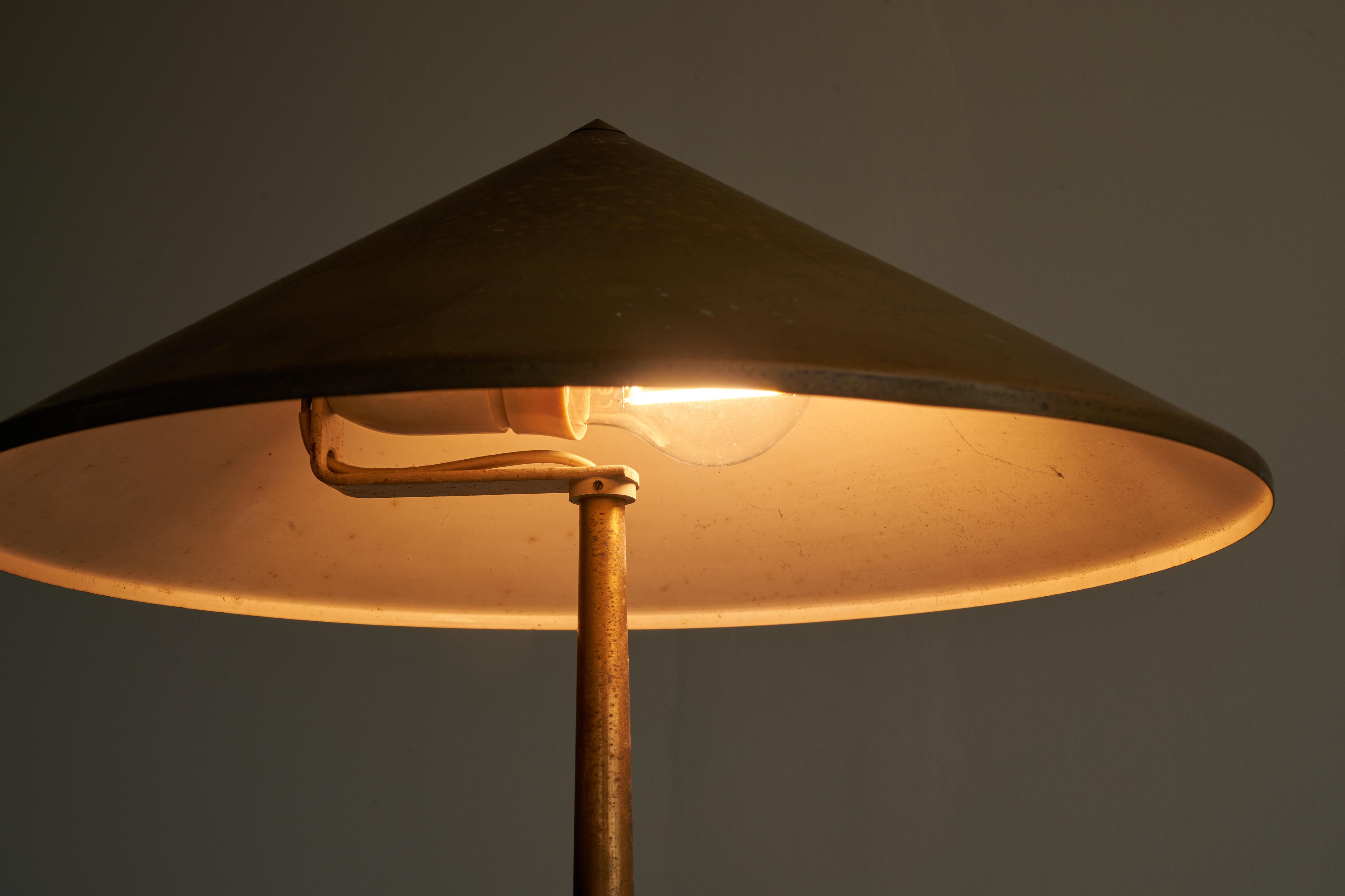 20th Century Bent Karlby Table Lamp in Patinated Brass and Teak for Lyfa 1950s