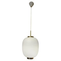 Bent Karlby Vintage  Pendentif XXL en laiton et verre Kina  pour Lyfa Danemark