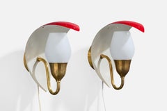 Bent Karlby, Wall Lights, Brass, Metal, Glass, Denmark, 1950s