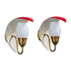 Bent Karlby, appliques, laiton, métal, verre, Danemark, années 1950