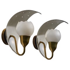 Bent Karlby, Luci da parete, Ottone, Metallo, Vetro, Danimarca, anni '1950