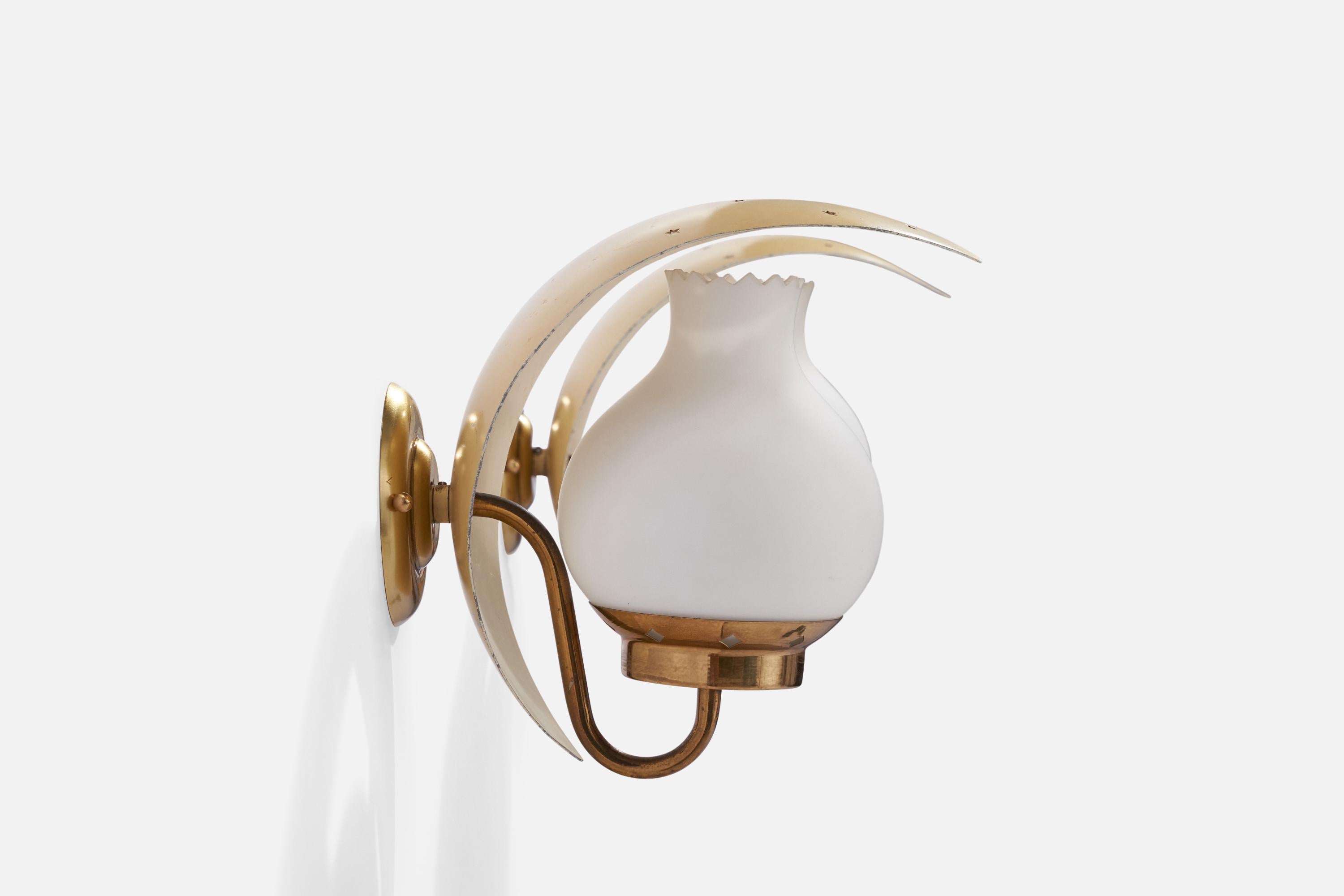 Mid-20th Century Bent Karlby, Wall Lights, Brass, Metal, Glass, Denmark, 1960s For Sale
