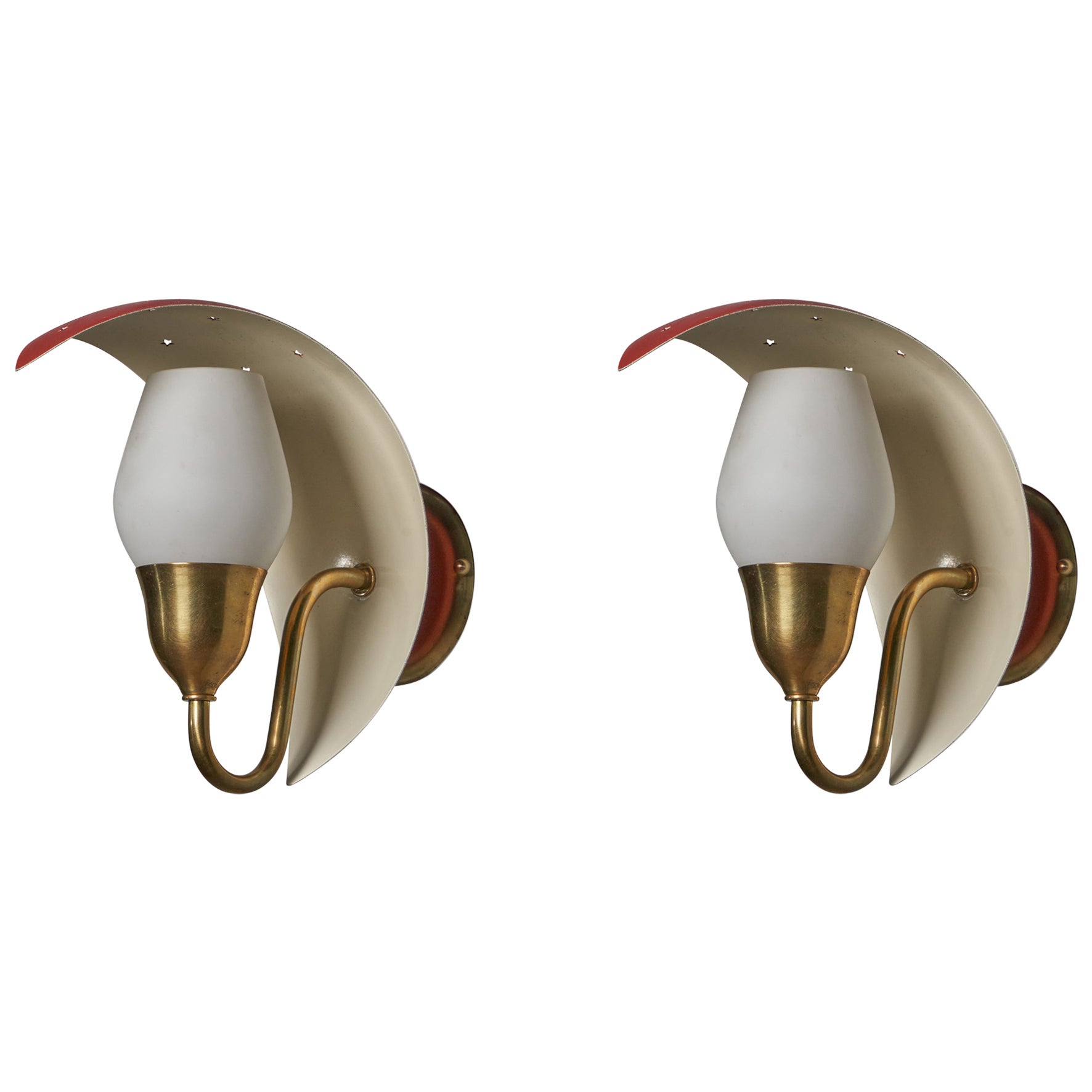 Bent Karlby, Wall Lights, Brass, Metal, Glass, Denmark, 1960s