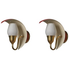 Bent Karlby, Apliques, Latón, Metal, Vidrio, Dinamarca, Años 60