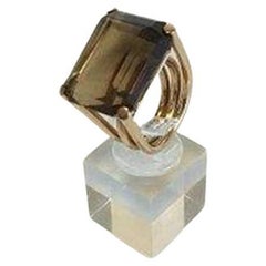 Bent Knudsen 14 K Gold Ring with Smoky Quartz