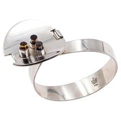 Modernistischer Armreif von Knudsen aus Silber und Rauchquarz
