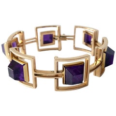 Bent Knudsen Bent K Gold Amethyst Dänisches modernistisches Gliederarmband