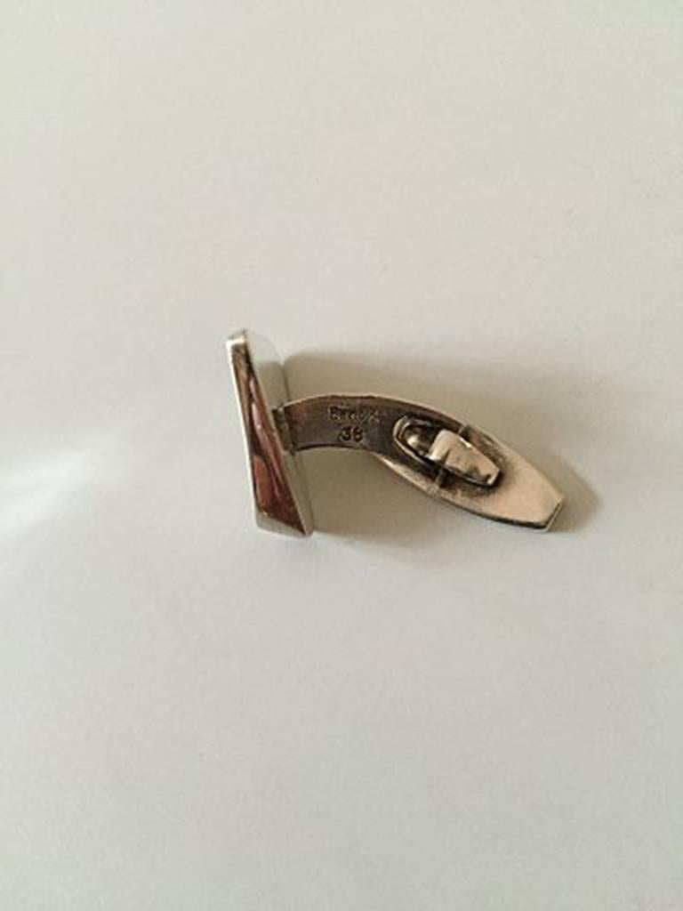 Modern Bent Knudsen Cufflinks in Sterling Silver #38 For Sale