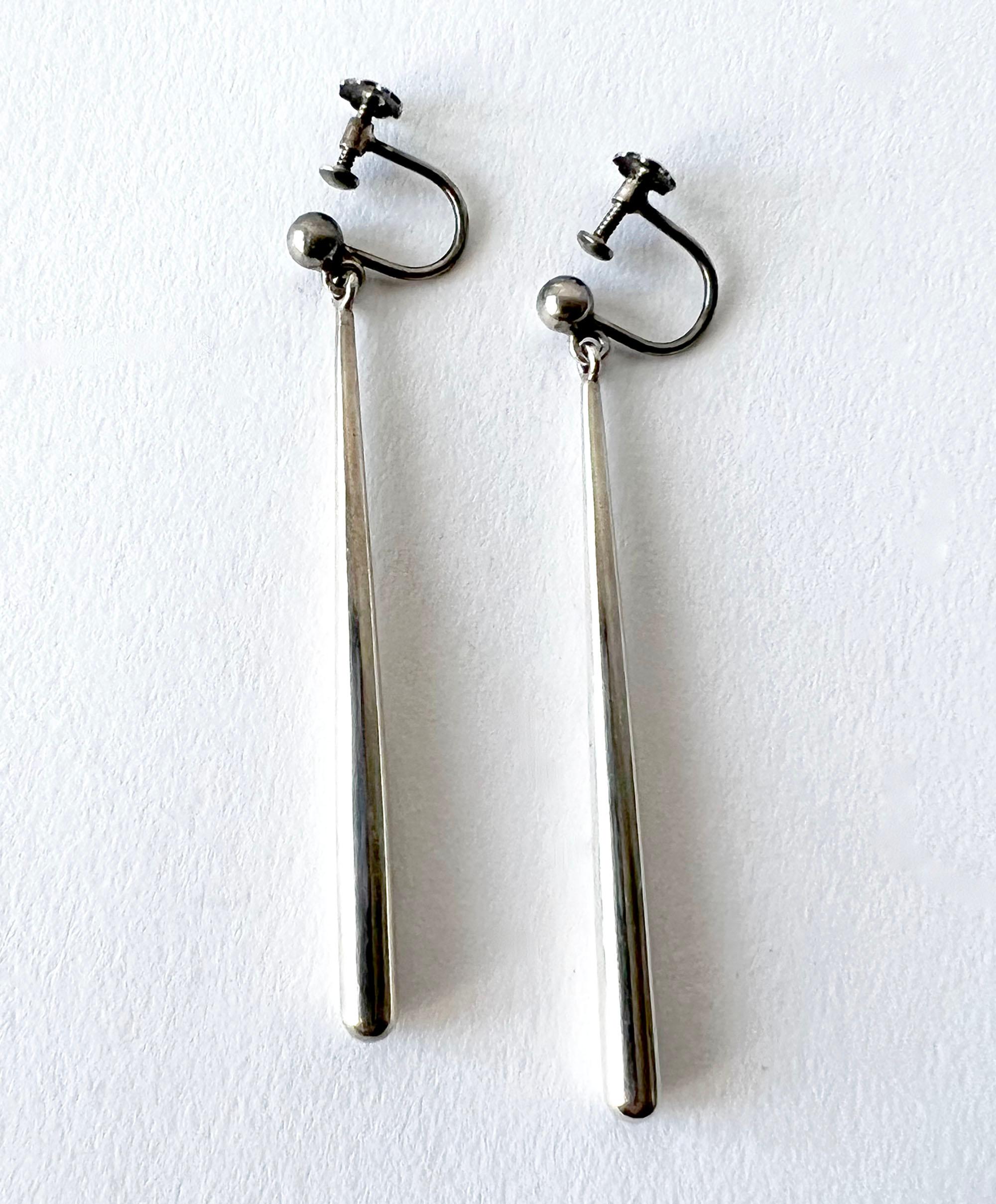 Bent Knudsen Danish Modernist Sterling Silver Dangle Earrings In Good Condition In Palm Springs, CA