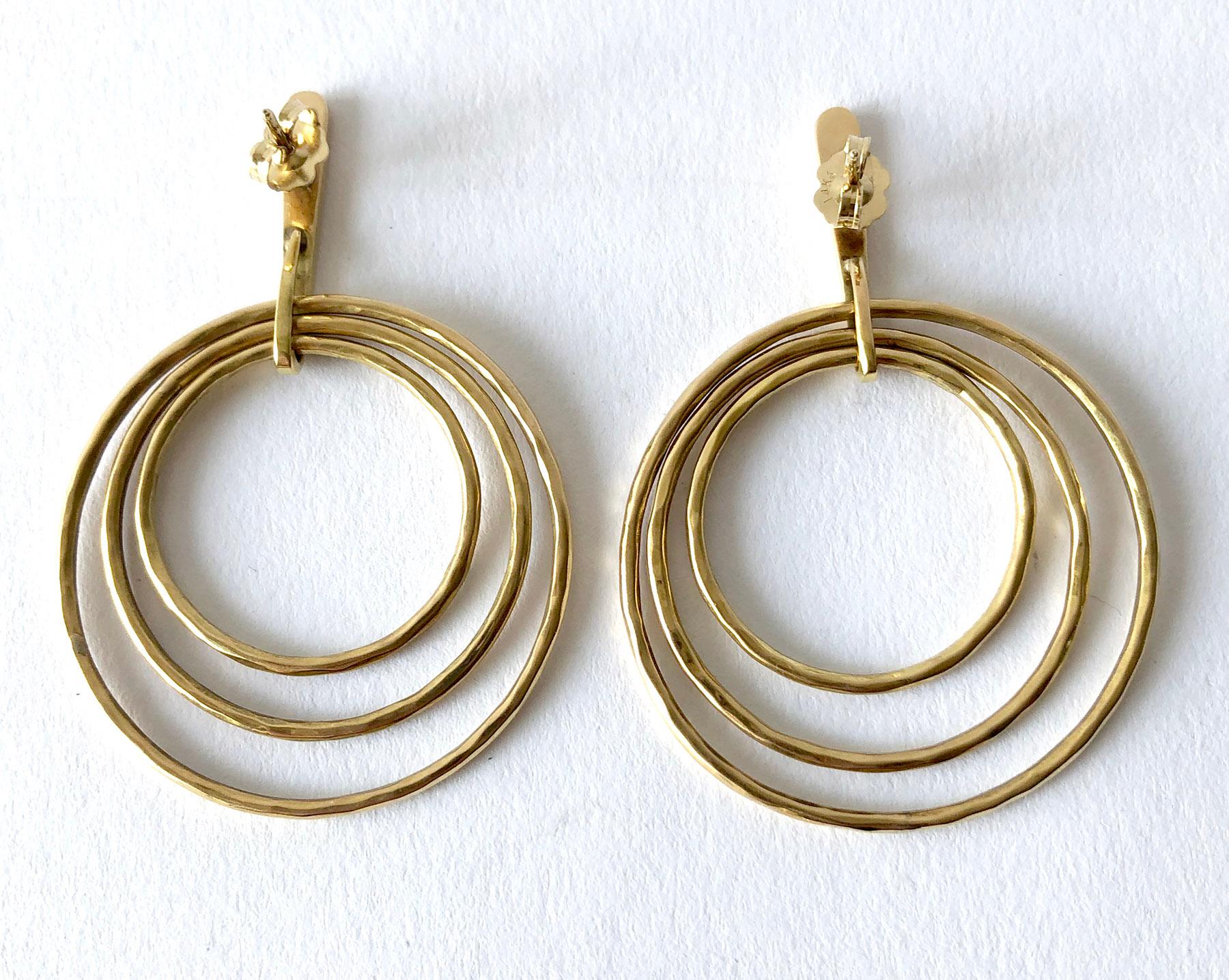 Women's Bent Gabrielsen Gold Danish Modern Concentric Circle Necklace Earrings Set