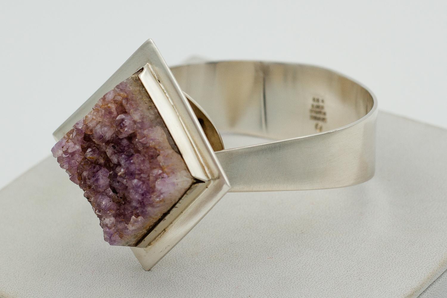 Bent Knudsen Silver and Amethyst Cuff Bracelet 1970', Modernist Scandinavian For Sale 2