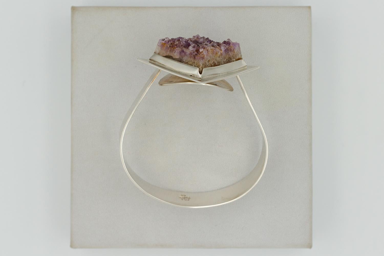 Bent Knudsen Silver and Amethyst Cuff Bracelet 1970', Modernist Scandinavian For Sale 3