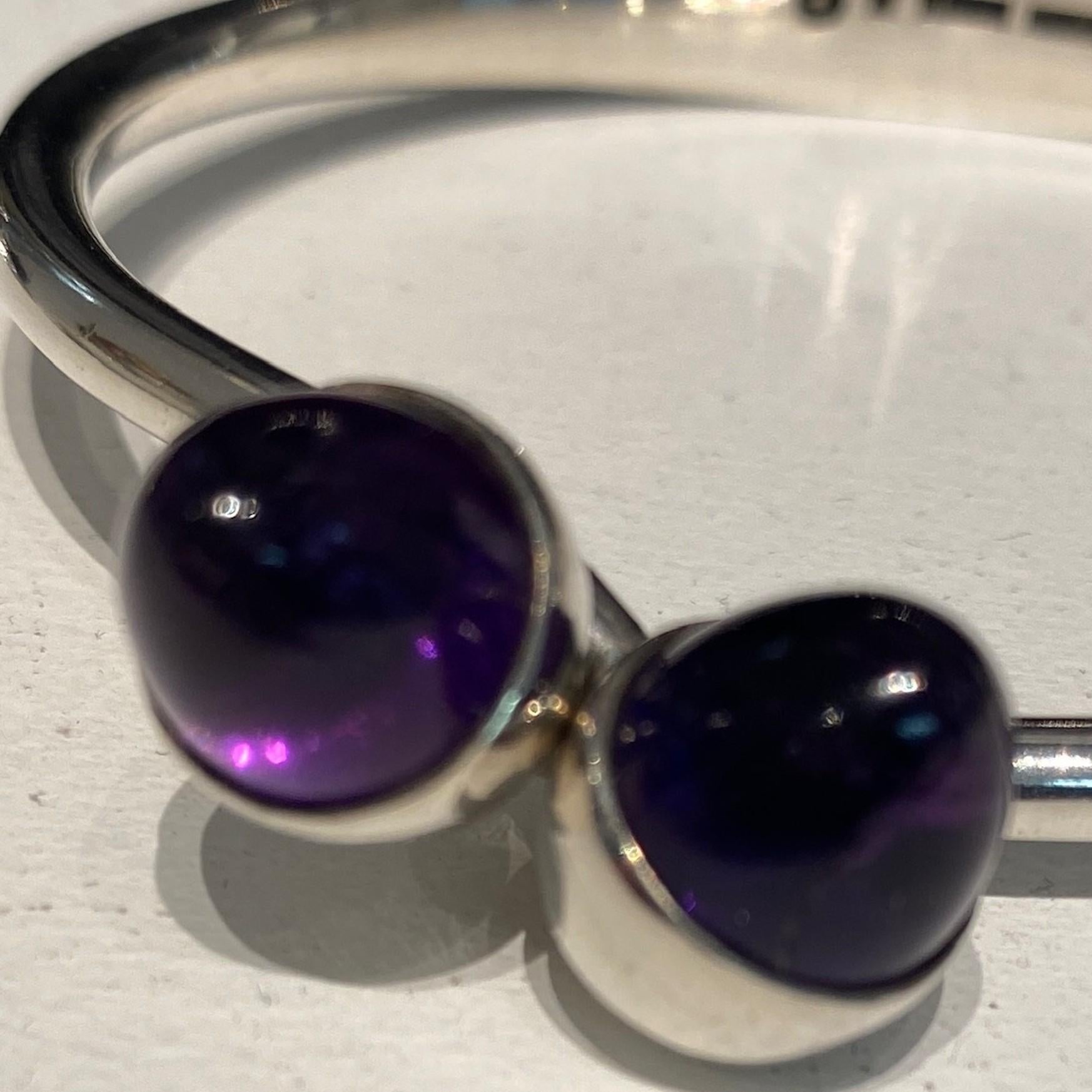 Bent Knudsen Sterling Silver Bangle with Amethyst Bullet Cabuchon For Sale 3