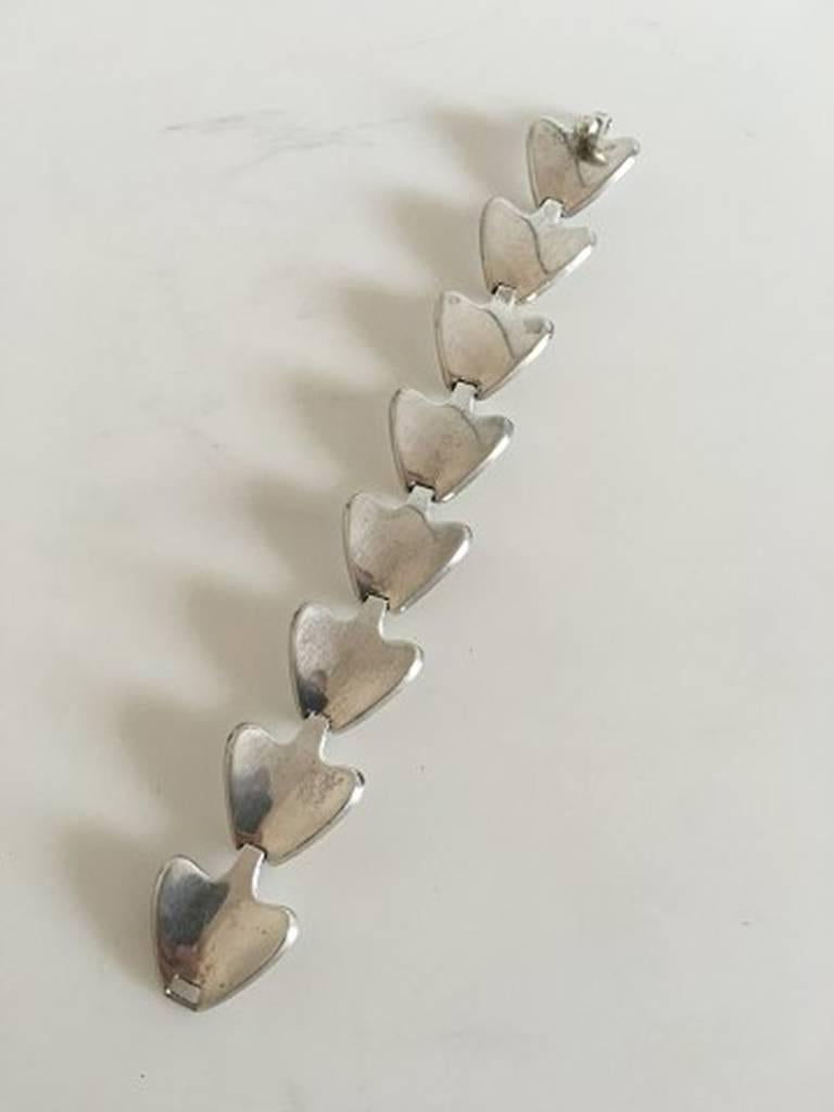 Bent Knudsen Sterling Silver Bracelet #2. Consists of 8 links. Measures 19 cm / 7 31/64 in. Weighs 73 g / 3.15 oz.