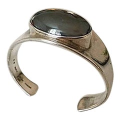 Bent Knudsen Sterling Silver Bracelet with Black Stone #19