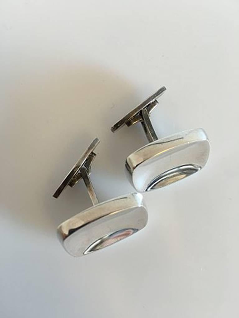 Bent Knudsen Sterling Silver Cuff Links #20. Measures 2 cm x 1.5 cm / 0 25/32 in x 0 19/32 in. Weighs 20.4 g / 0.72 oz.