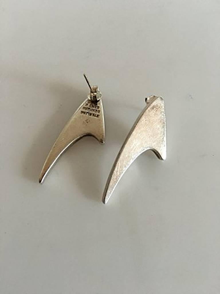 Bent Knudsen Sterling Silver Earrings. Measures 3.5 cm / 1 3/8