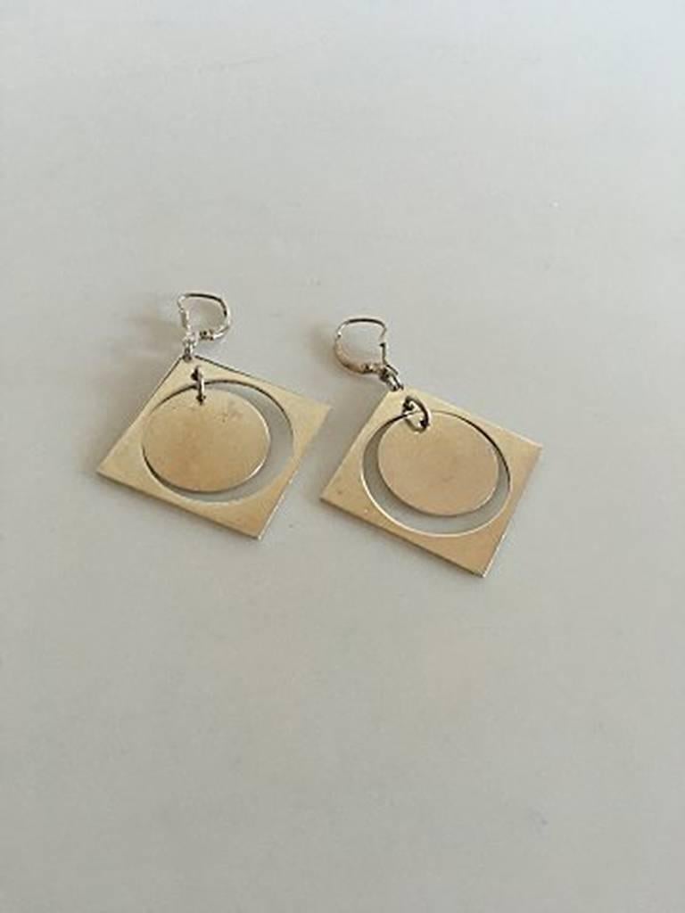 Bent Knudsen Sterling Silver Earrings. Measures 2.8 cm / 1 7/64 in. Weighs 11.2 g / 0.38 oz. We also have as set with screws. Is in good condition.