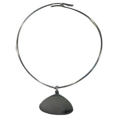 Bent Knudsen Sterling Silver Neck Ring No 55 and Pendant No 32