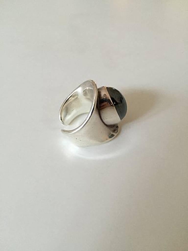 Bent Knudsen Sterling Silver Ring #4 with Hematite For Sale at 1stDibs ...